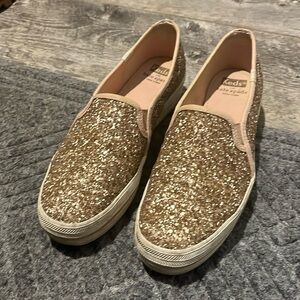Keds with Kate Spade gold glitter platform 8.5